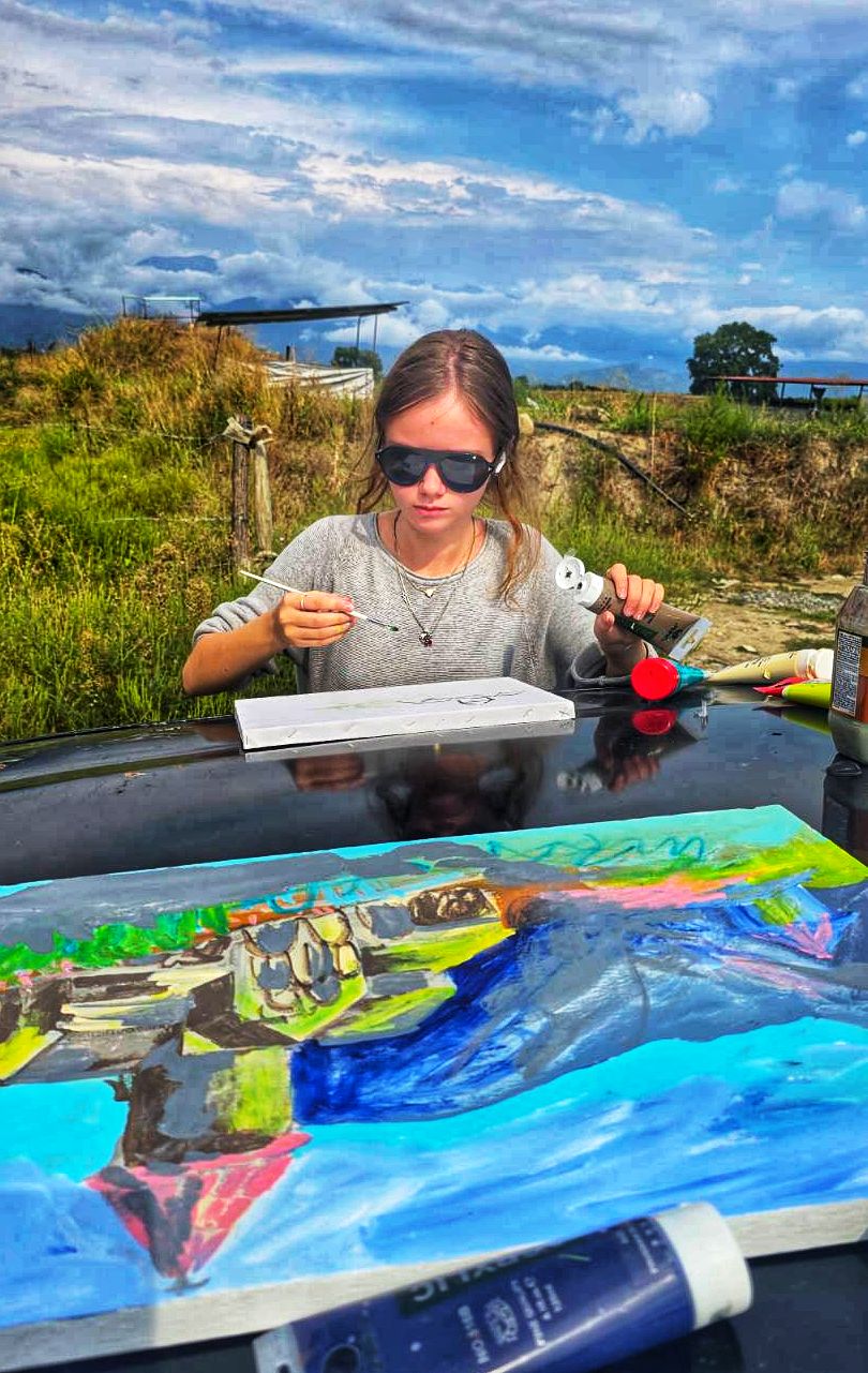 Saskia Buhr painting in Kakheti